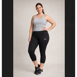 Nike Dri Fit Capri Leggings Women's 3X Tight Fit Black Crop Running Gym 686104